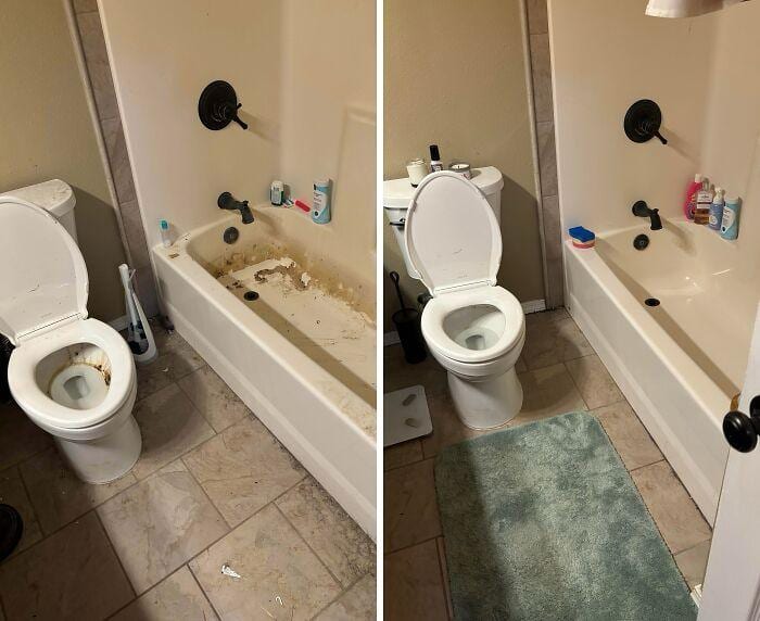 Bathroom — before & after deep clean